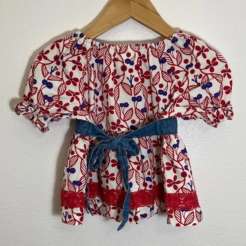 Matilda Jane Red Blue White Floral Top